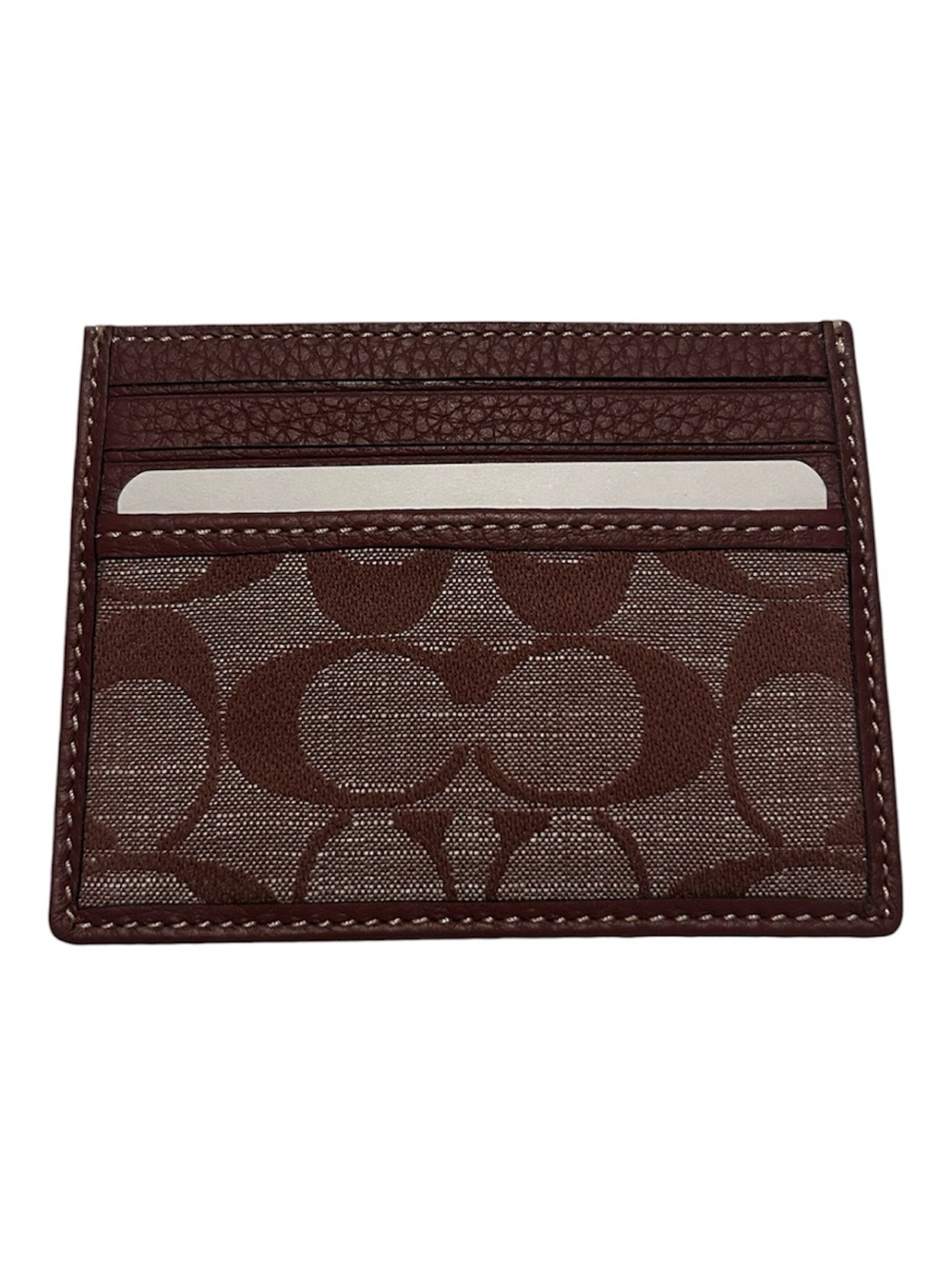 Coach Burgundy Signature Canvas Card Holder